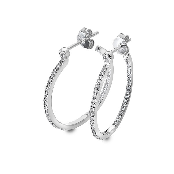 Hot Diamonds Hot Diamonds Strieborné kruhové náušnice s diamantmi Hoops Topaz DE623