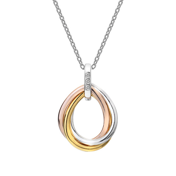 Hot Diamonds Hot Diamonds Colier cu diamante tricolore Trio Teardrop RG DP780 (lănțișor, pandantiv)