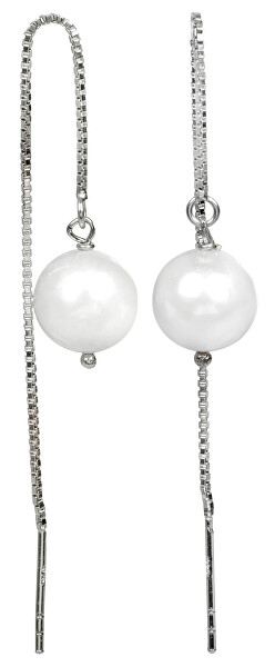 JwL Luxury Pearls JwL Luxury Pearls Cercei lanț din argint cu perlă albă JL0204