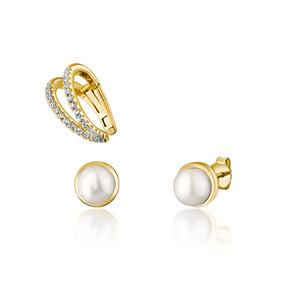JwL Luxury Pearls JwL Luxury Pearls Set modern de cercei placați cu aur (1x cercel, 2x cercei CLASICI) JL0807