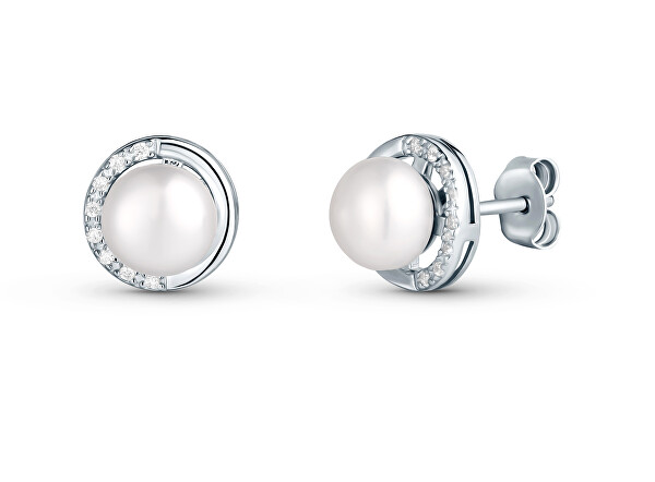 JwL Luxury Pearls JwL Luxury Pearls Cercei fini din argint cu zirconii și perlă autentică JL0832-68