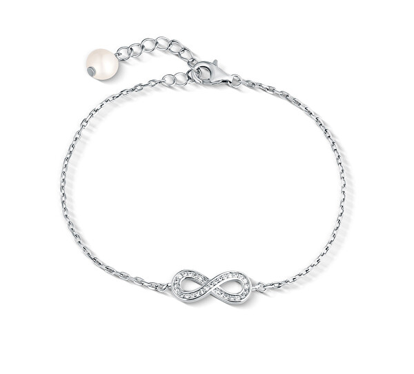 JwL Luxury Pearls JwL Luxury Pearls Strieborný náramok nekonečno s pravou perlou JL0848