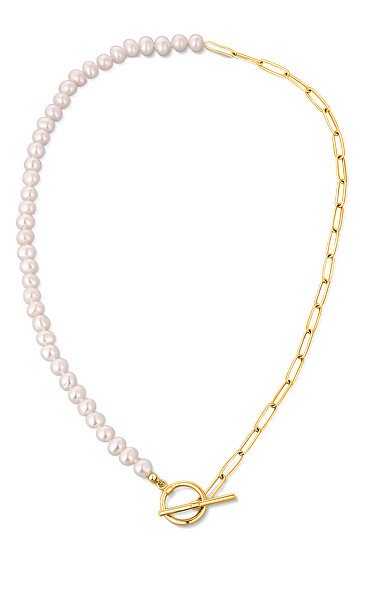 JwL Luxury Pearls JwL Luxury Pearls Colier la modă placat cu aur cu perle reale de râu JL0787