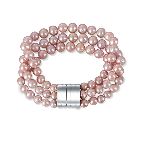 JwL Luxury Pearls Třířadý náramek z pravých růžových říčních perel JL0672