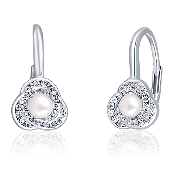 JwL Luxury Pearls Úchvatné stříbrné náušnice s perlou a zirkony JL0642