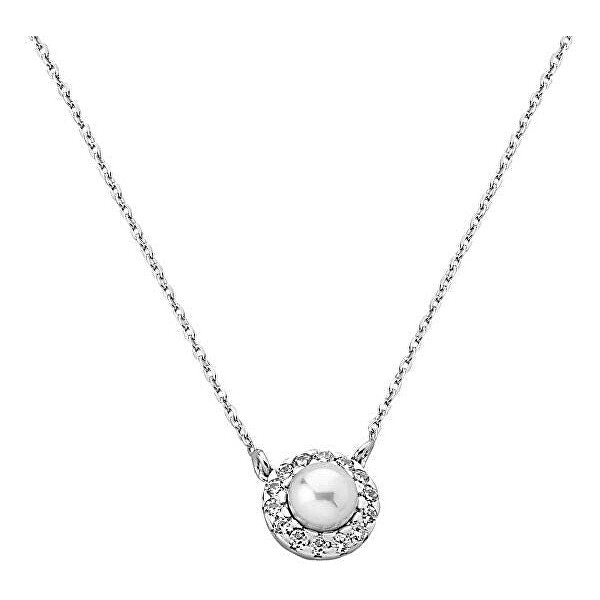 Majorica Stříbrný náhrdelník s perlou a kamínky 15254.01.2.000.010.1