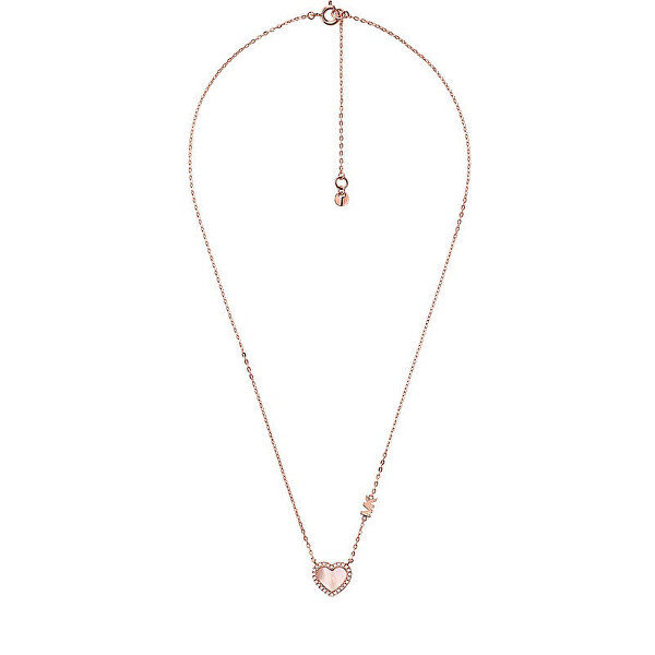 Michael Kors Romantický bronzový náhrdelník se zirkony a perletí MKC1337A6791