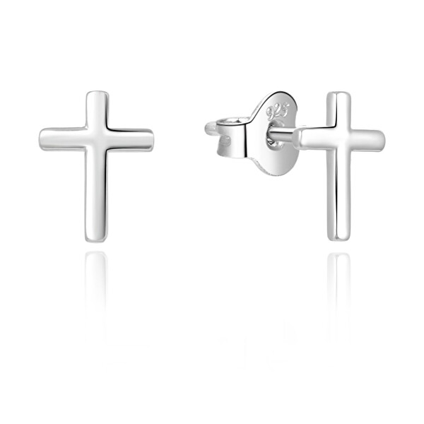 MOISS Designové stříbrné náušnice Křížek E0002494