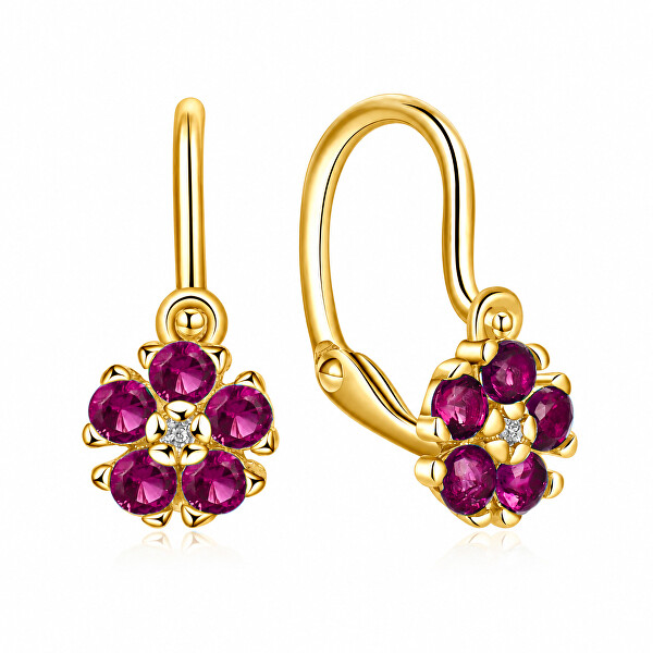 MOISS MOISS Cercei pentru copii Floare cu zirconii fucsia E0005284