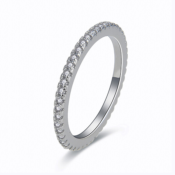 MOISS Minimalistický stříbrný prsten se zirkony R00020 49 mm