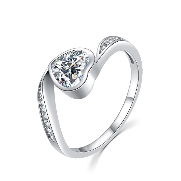 MOISS Něžný stříbrný prsten se zirkony Srdíčko R00021 59 mm