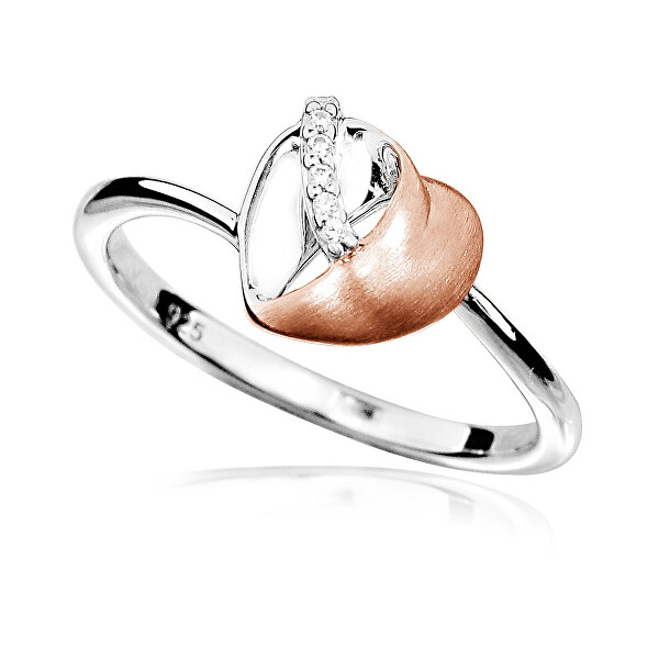 MOISS Okouzlující bicolor prsten se zirkony Srdce R00009 56 mm