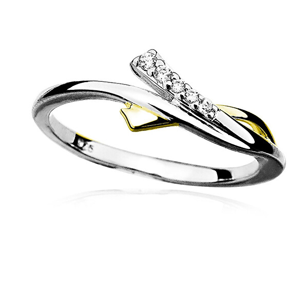 MOISS Půvabný stříbrný bicolor prsten se zirkony R0000 57 mm