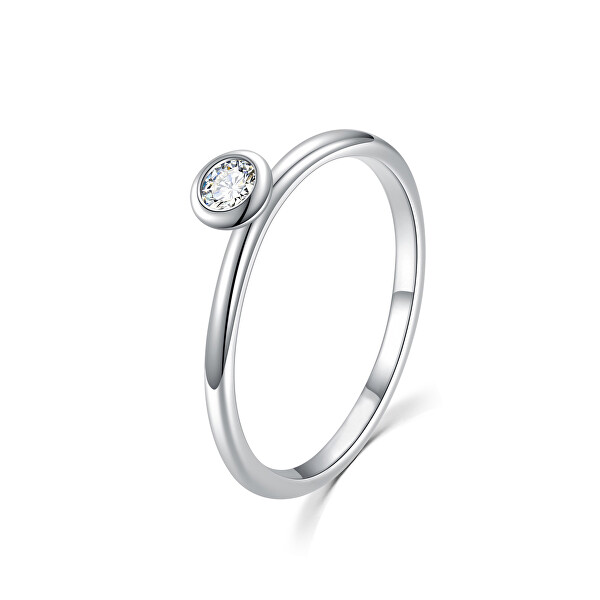 MOISS Půvabný stříbrný prsten s čirým zirkonem R00019 51 mm