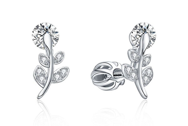 MOISS MOISS Cercei longitudinali din argint Floare cu zirconiu cubic E0004417