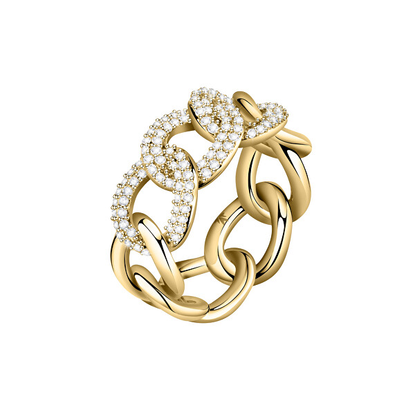 Morellato Elegantní pozlacený prsten s krystaly Incontri SAUQ110 58 mm