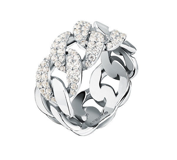 Morellato Morellato Strieborný prsteň Cuban Chain so zirkónmi Trame SAAG070 58 mm
