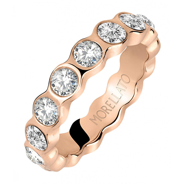Morellato Pozlacený ocelový prsten s čirými krystaly Cerchi SAKM39 52 mm
