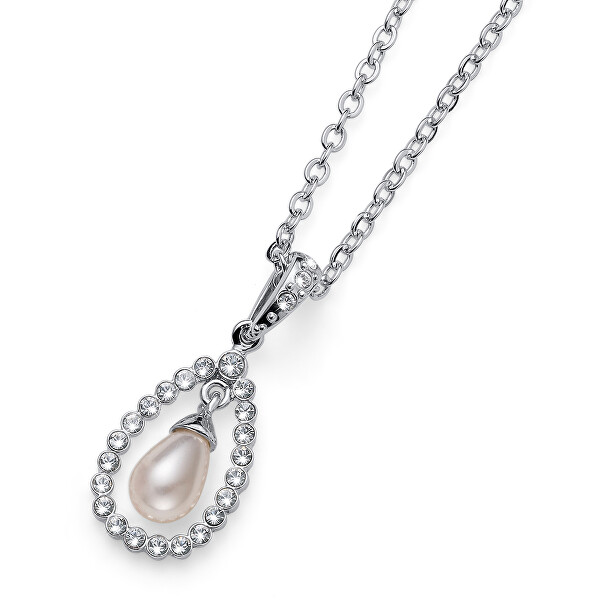 Oliver Weber Náhrdelník s krystaly a perlou Pearl Drop 11946