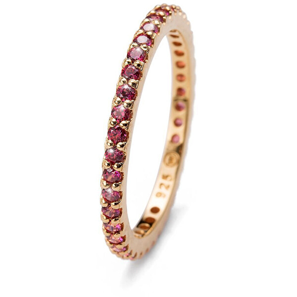 Oliver Weber Pozlacený stříbrný prsten s červenými krystaly Jolie 63225G RED S (49 - 52 mm)