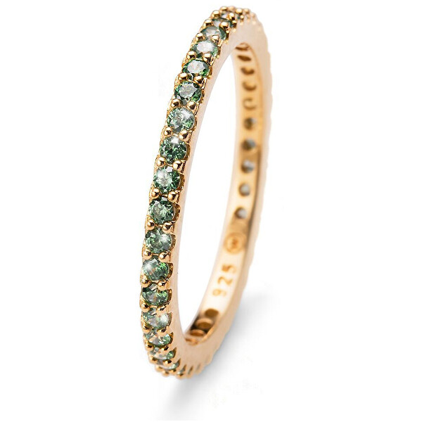 Oliver Weber Pozlacený stříbrný prsten se zelenými krystaly Jolie 63225G GRE XL (60 - 63 mm)