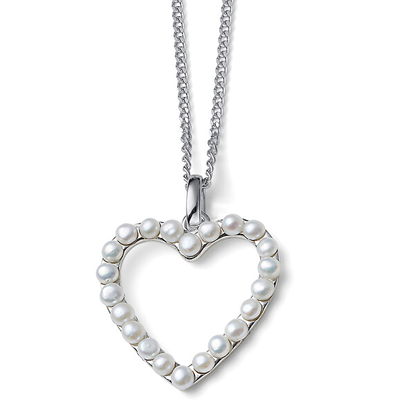 Levně Oliver Weber Romantický stříbrný náhrdelník Srdce z perel Dive Pearl 61172 (řetízek, přívěsek)