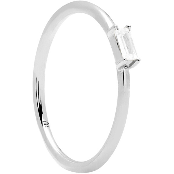 Levně PDPAOLA Minimalistický prsten ze stříbra s třpytivým zirkonem AMANI Silver AN02-146 54 mm