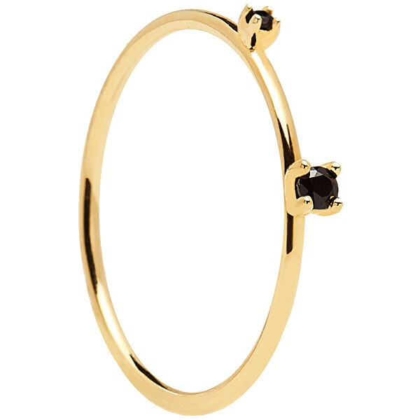 PDPAOLA Pozlacený prsten s černými zirkony BLACK KITA Gold AN01-131 52 mm