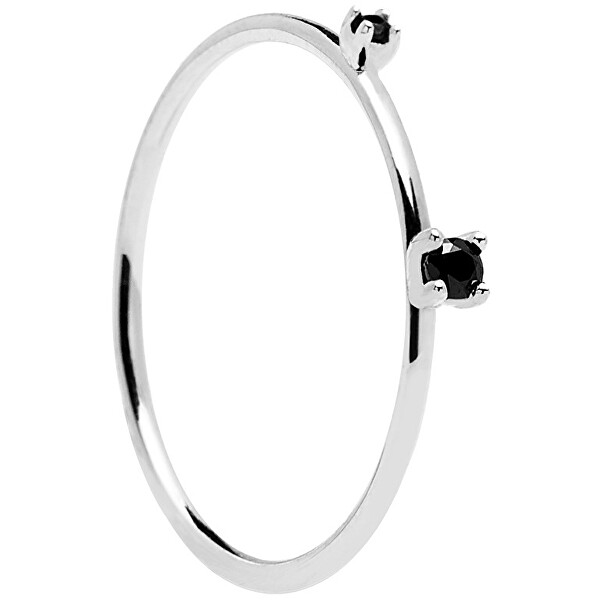 PDPAOLA Stříbrný prsten s černými zirkony BLACK KITA Silver AN02-131 54 mm