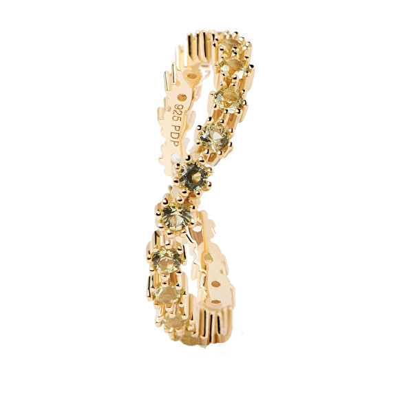 PDPAOLA Elegantní pozlacený prsten se zirkony GREEN TIDE Gold AN01-461 50 mm