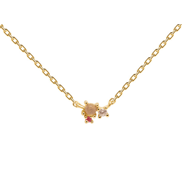PDPAOLA Romantický pozlacený náhrdelník ze stříbra ROSÉ BLUSH Gold CO01-175-U