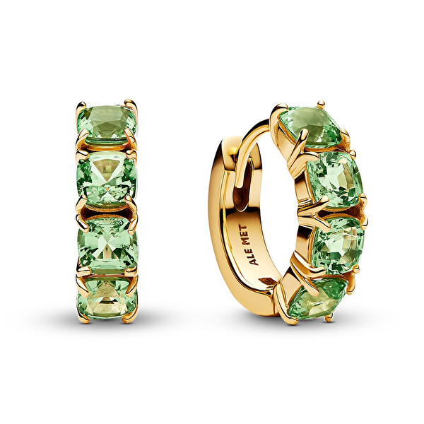Pandora Pandora Cercei placați cu aur cu cristale verzi Timeless Shine 263851C01
