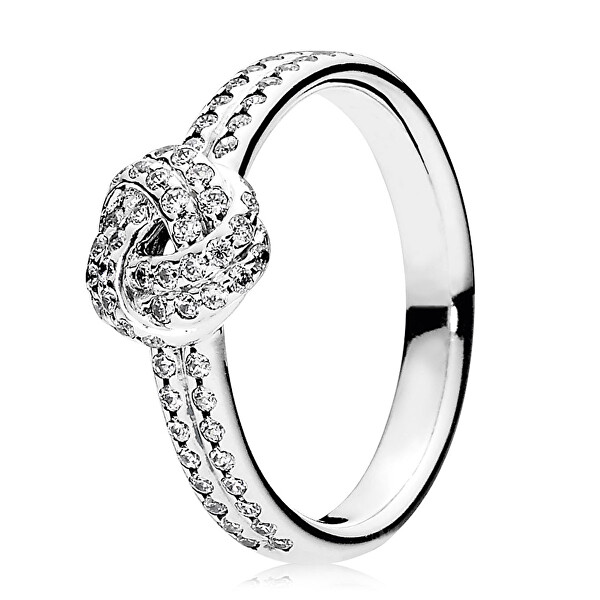 Pandora Třpytivý stříbrný prsten s uzlíkem 190997CZ 56 mm