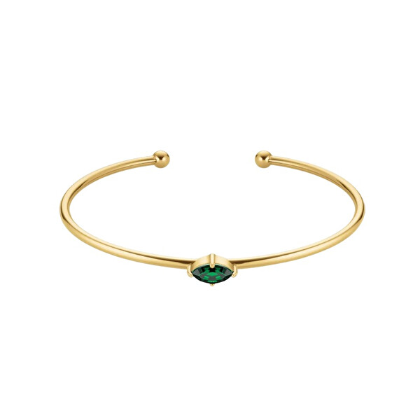 Rosefield Rosefield Brățară solidă, deschisă cu un cristal Swarovski verde JBEMG-J1242