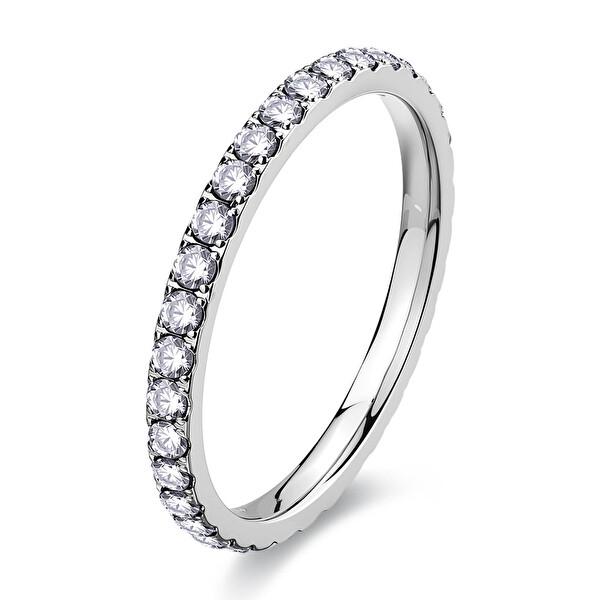 S'Agapõ S'Agapõ Dámsky oceľový prsteň so zirkónmi Dazzly SDZ157 52 mm