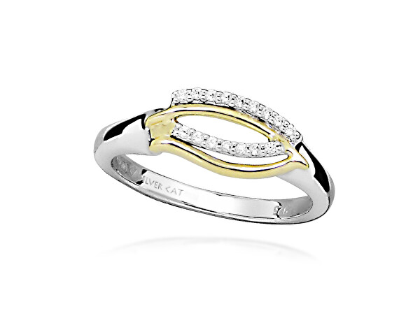 Silver Cat Elegantný strieborný prsteň so zirkónmi Bicolor SC598 58 mm