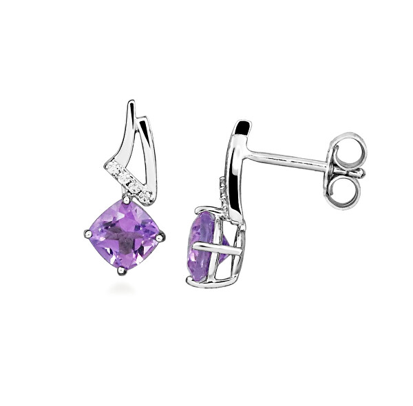 Silver Cat Cercei din argint cu ametist Colored stones SC675