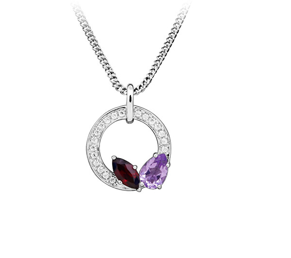 Silver Cat Elegantný strieborný náhrdelník Colored stones SC665 (retiazka, prívesok)