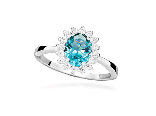 Silver Cat Strieborný prsteň so zirkónmi a syntetickým turmalínom Colored stones SC644 56 mm