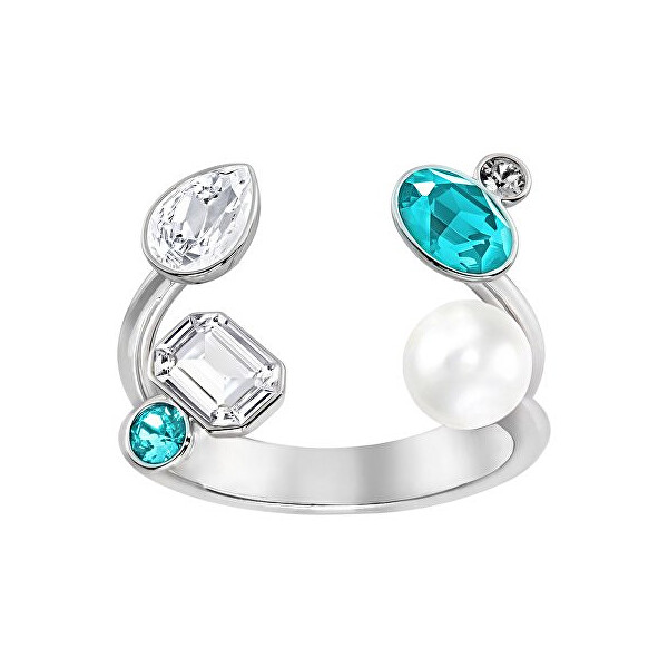 Swarovski -  Luxusní třpytivý prsten s krystaly a perlou Extra 5221602