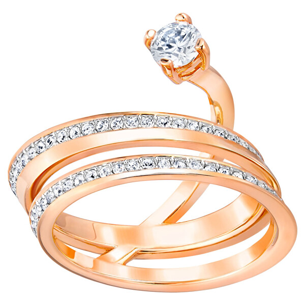 Swarovski Netradiční bronzový prsten s čirými krystaly Fresh 52177 55 mm