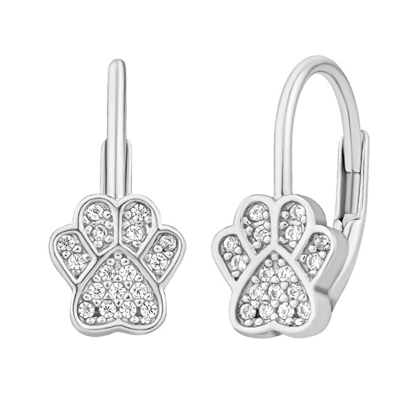 Silvego Strieborné náušnice labky Pawie s Brilliance Zirconia LPS2287ES