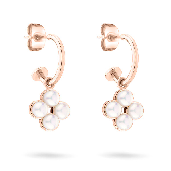 Tamaris Decentné bronzové okrúhle náušnice 2v1 Flower Pearl TJ-0522-E-23