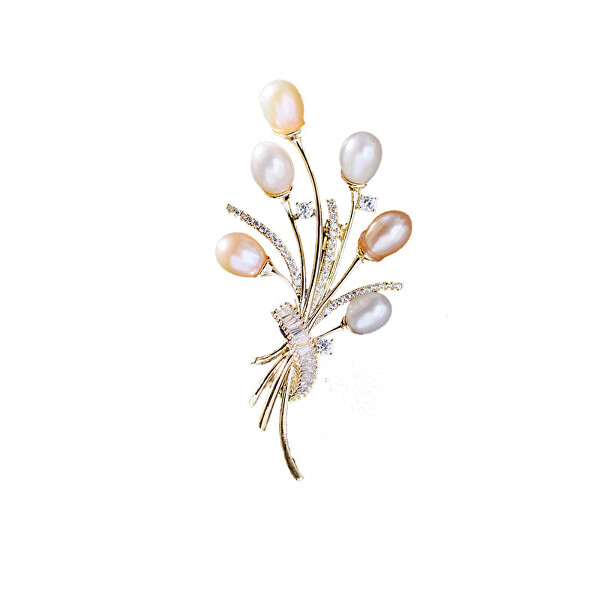 Troli Troli Broșă in formă de buchet de perle cu cristale Gold