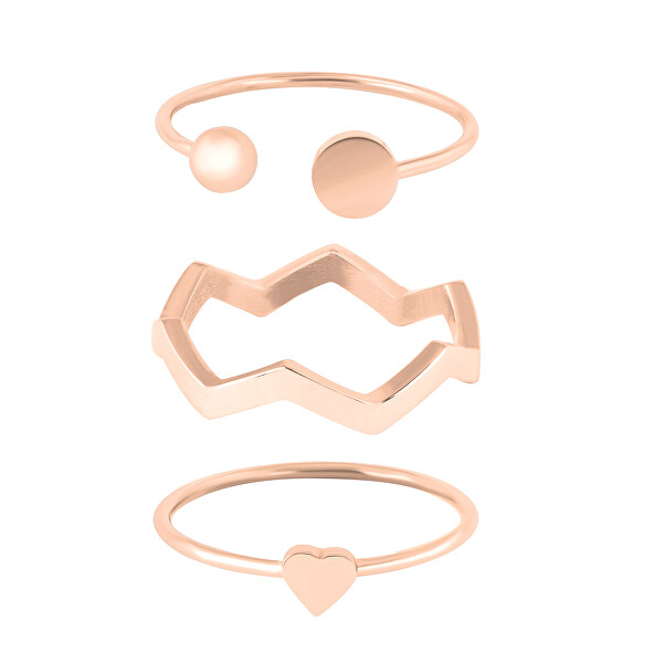 Troli Designová růžově zlacená sada ocelových prstenů 60 mm