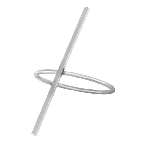 Troli Designový ocelový prsten s ozdobou 60 mm