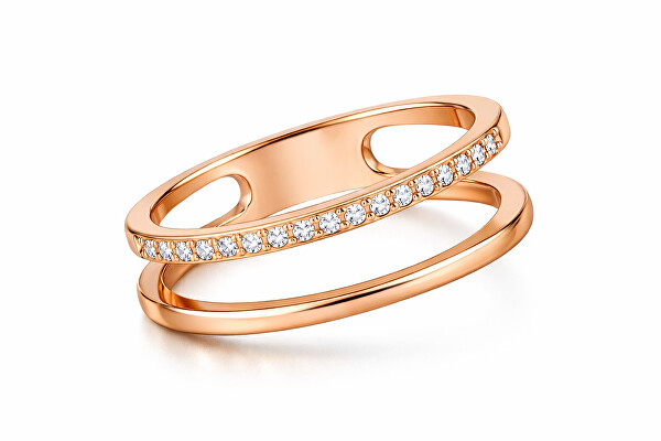 Troli Troli Inel dublu minimalist din oțel Rose Gold 57 mm