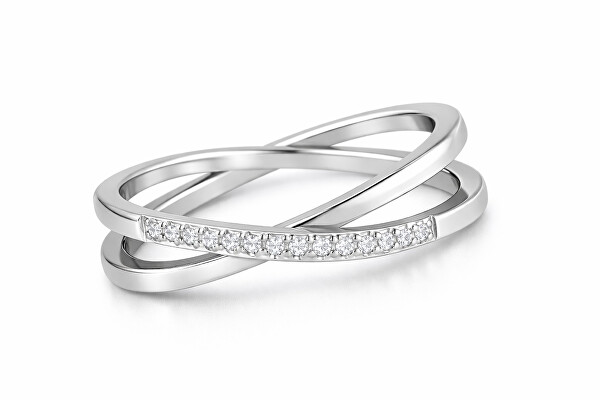 Troli Troli Inel dublu fin din oțel cu zirconiu transparent Silver 57 mm