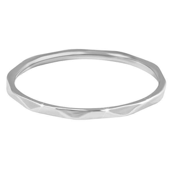 Levně Troli Minimalistický ocelový prsten s jemným designem Silver 52 mm