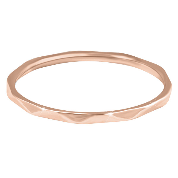 Troli Minimalistický pozlacený prsten s jemným designem Rose Gold 49 mm